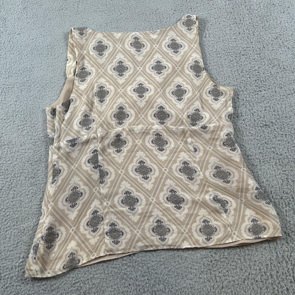 LOFT Blouse Womens 10 Beige Geometric Sleeveless Sweetheart Camisole Lined - Picture 2 of 13
